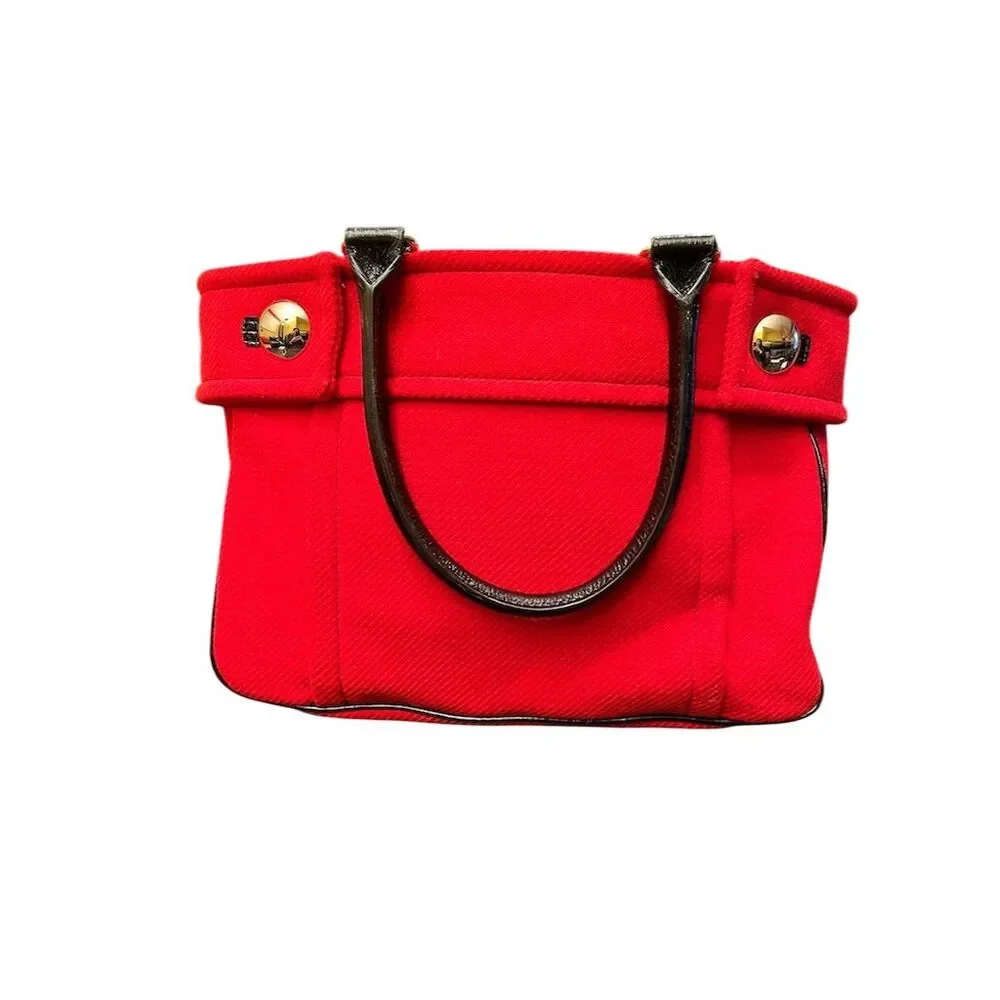 Kate Spade Red Wool Shoulder Bag Women's Handbag Gold Accents